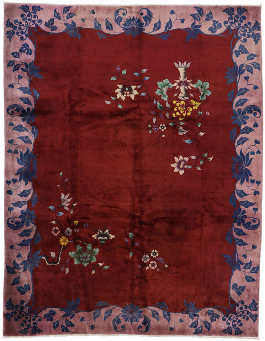 9 x 11 Antique Chinese Art Deco Rug 77626