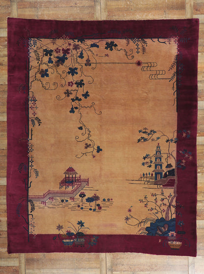 9 x 11 Antique Chinese Art Deco Rug 78175