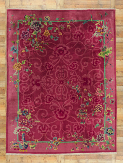 9 x 11 Antique Chinese Art Deco Rug 78318