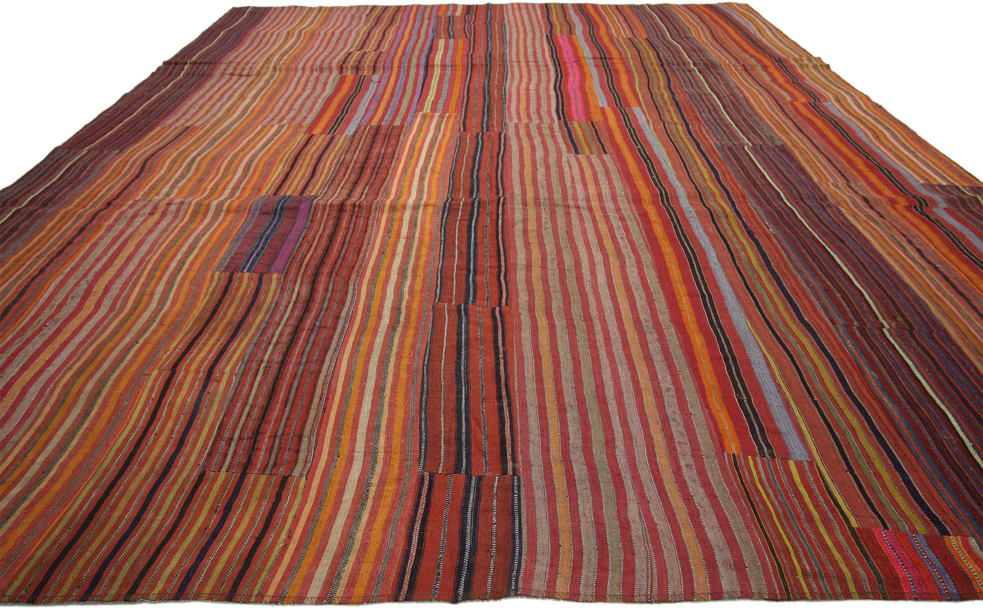 9 x 11 Vintage Turkish Striped Kilim Rug 60647