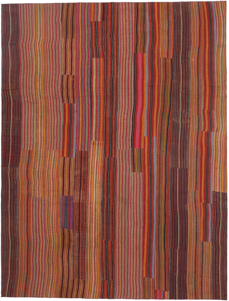 9 x 11 Vintage Turkish Striped Kilim Rug 60647