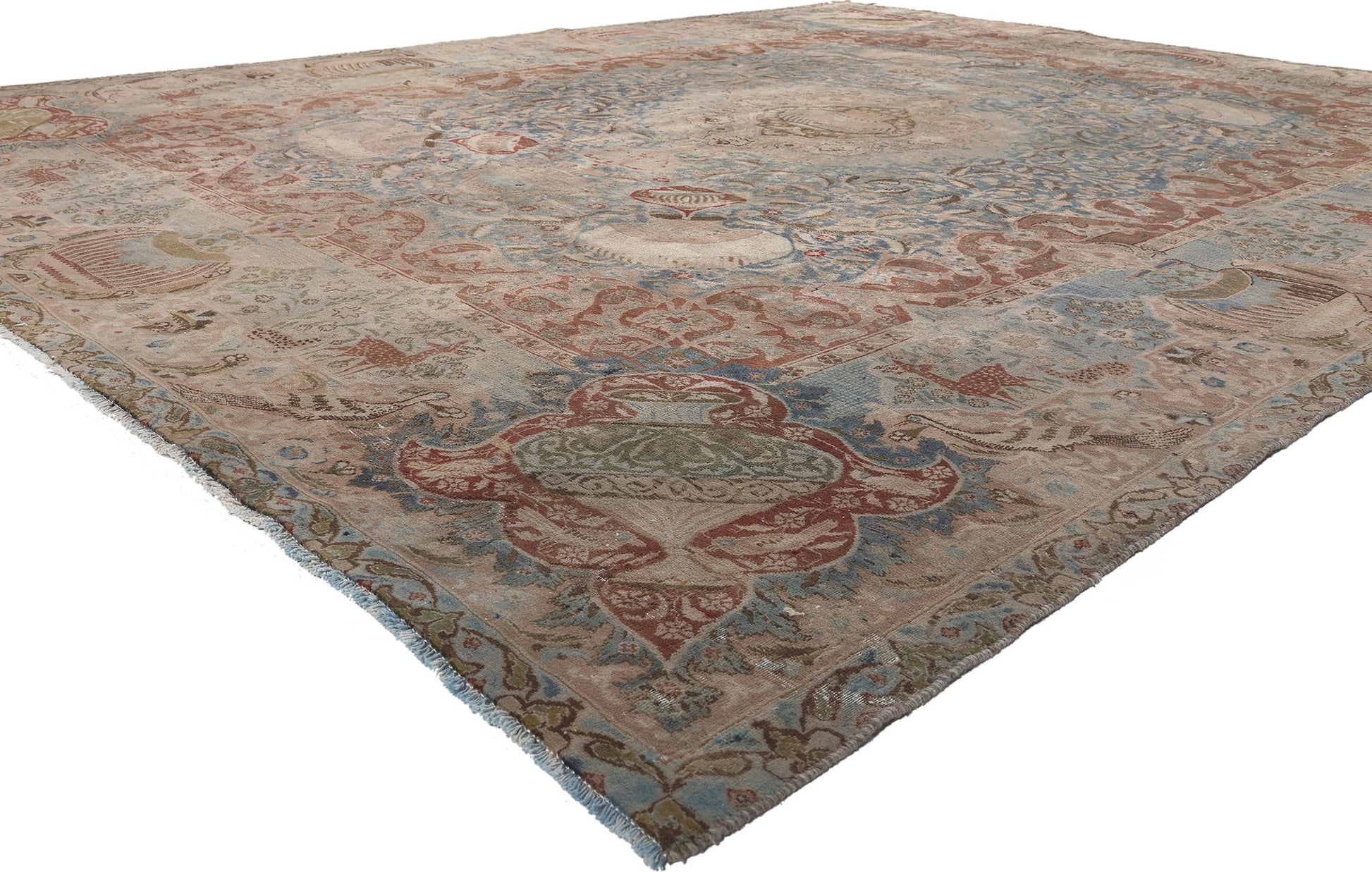 9 x 11 Vintage Persian Kashan Rug 78586