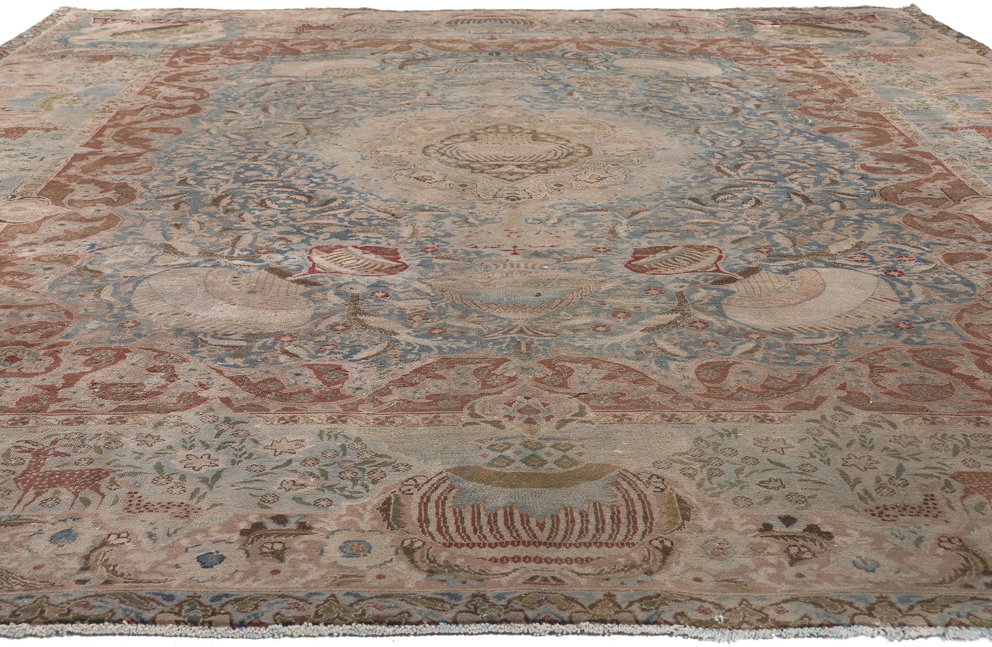 9 x 11 Vintage Persian Kashan Rug 78586