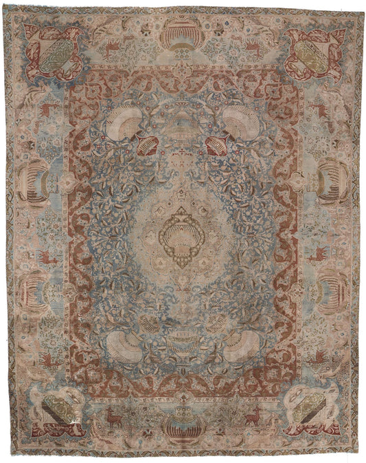 9 x 11 Vintage Persian Kashan Rug 78586