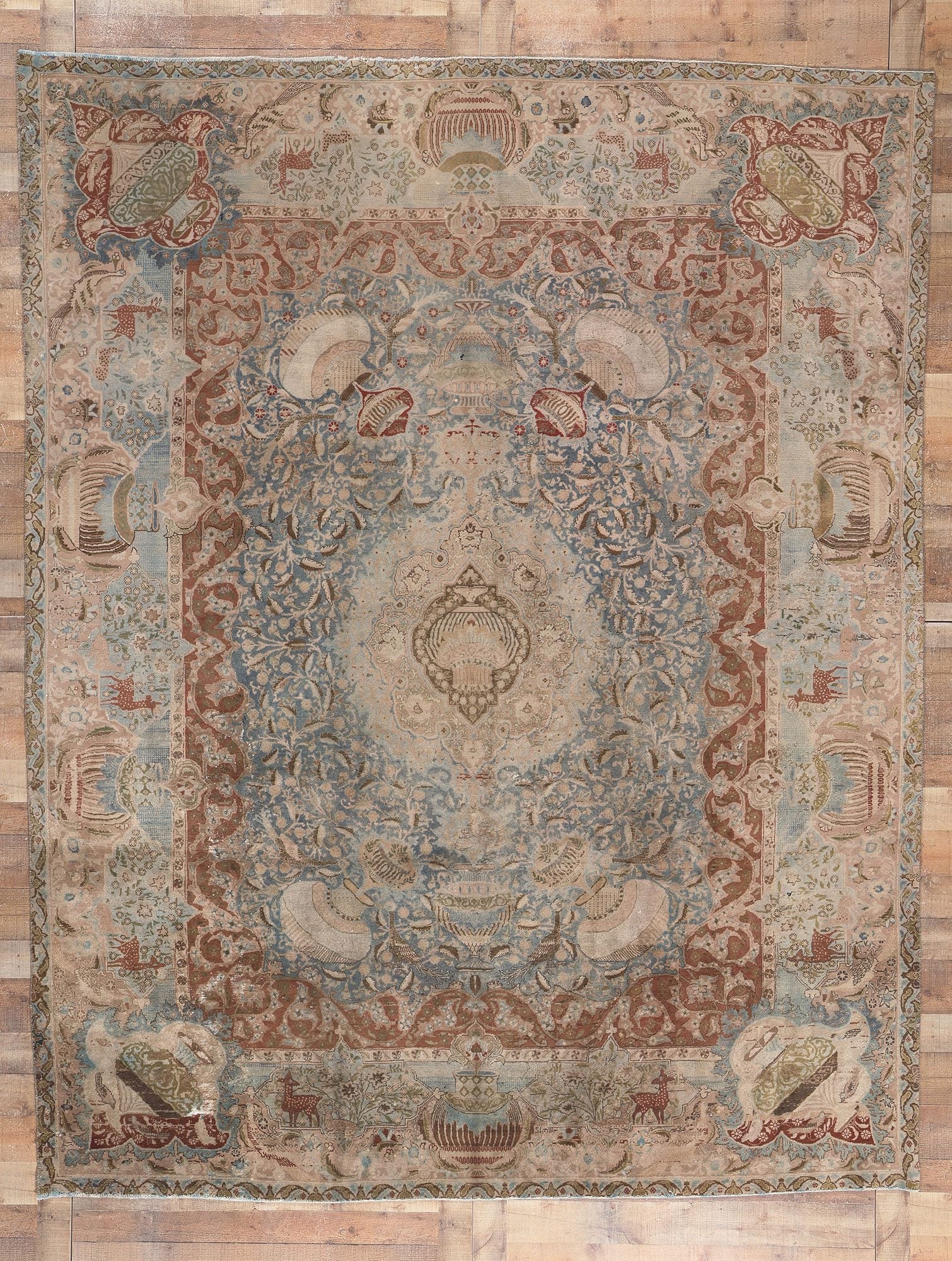 9 x 11 Vintage Persian Kashan Rug 78586