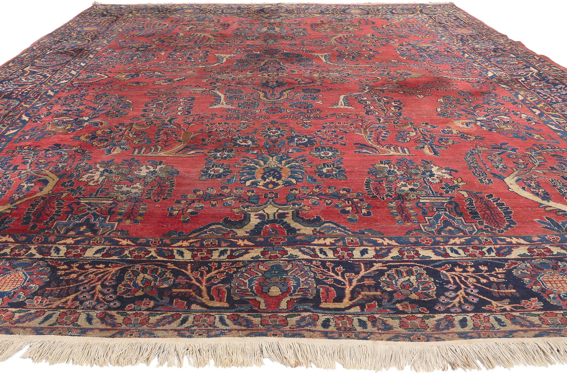 9 x 12 Antique Persian Sarouk Rug 78544