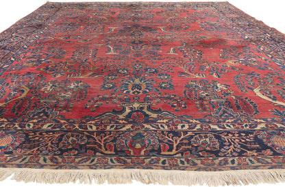 9 x 12 Antique Persian Sarouk Rug 78544