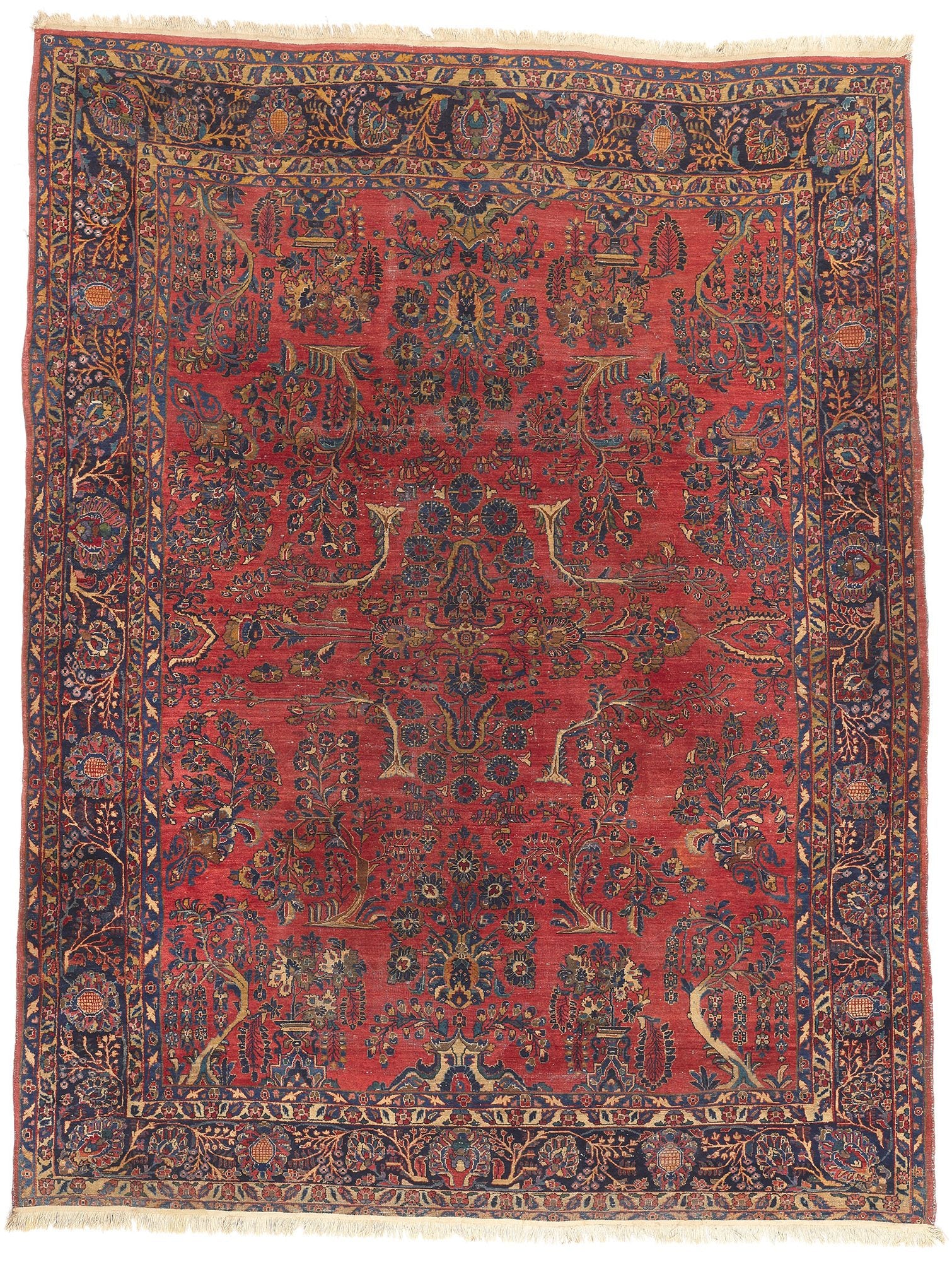 9 x 12 Antique Persian Sarouk Rug 78544