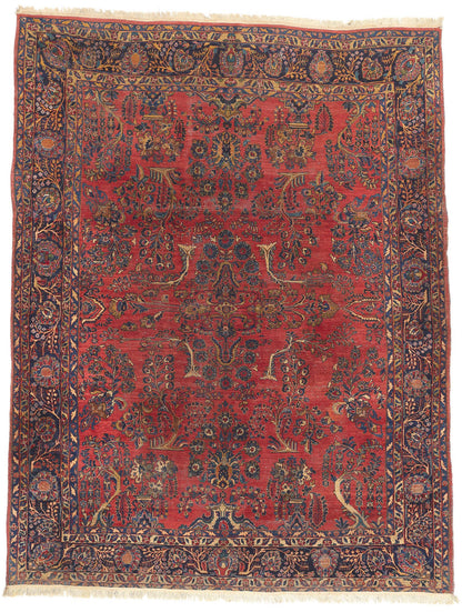 9 x 12 Antique Persian Sarouk Rug 78544