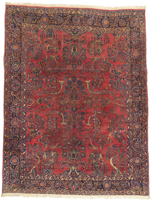 9 x 12 Antique Persian Sarouk Rug 78544