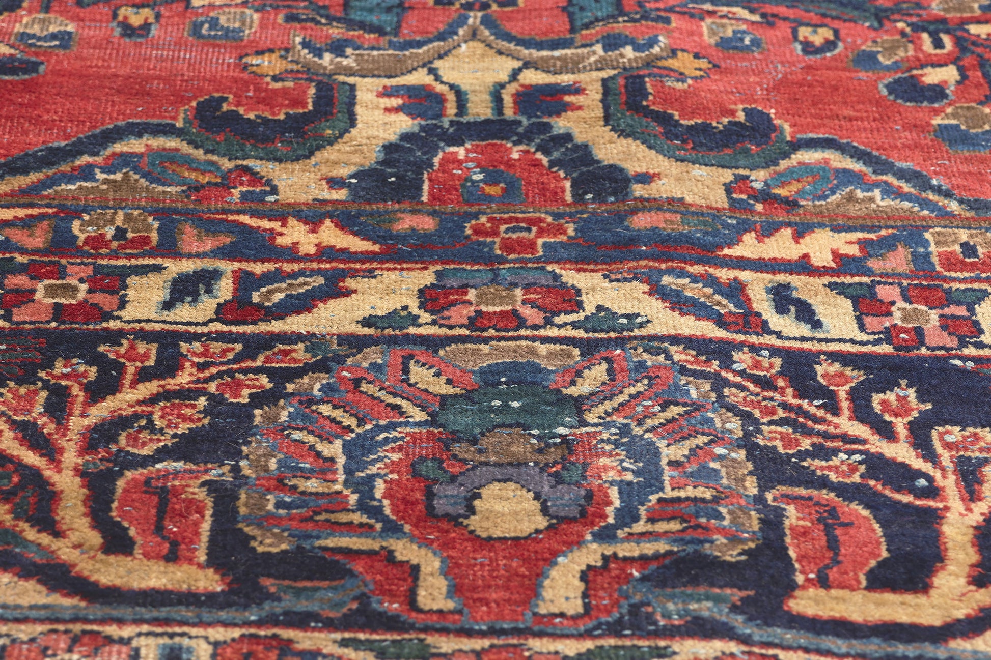 9 x 12 Antique Persian Sarouk Rug 78544