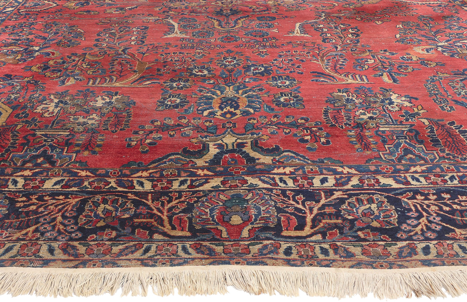 9 x 12 Antique Persian Sarouk Rug 78544