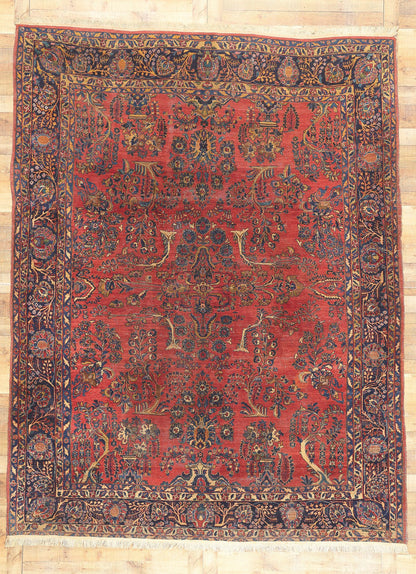 9 x 12 Antique Persian Sarouk Rug 78544
