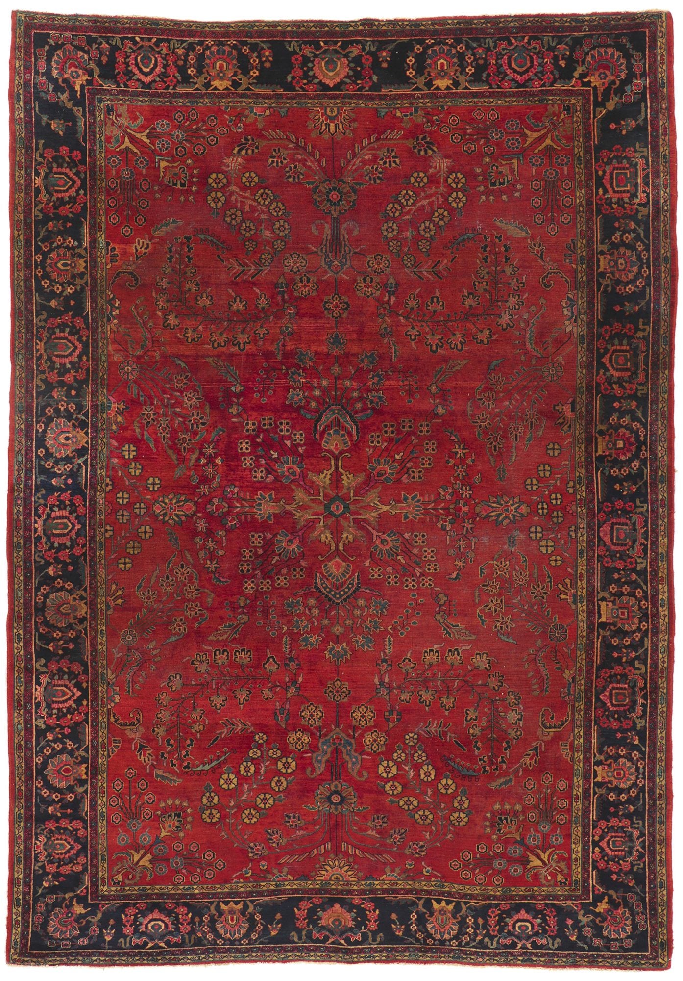 9 x 12 Antique Persian Sarouk Mohajeran Rug 78460