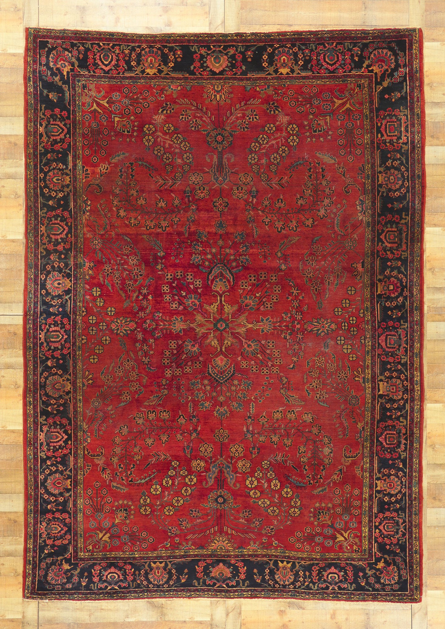 9 x 12 Antique Persian Sarouk Mohajeran Rug 78460