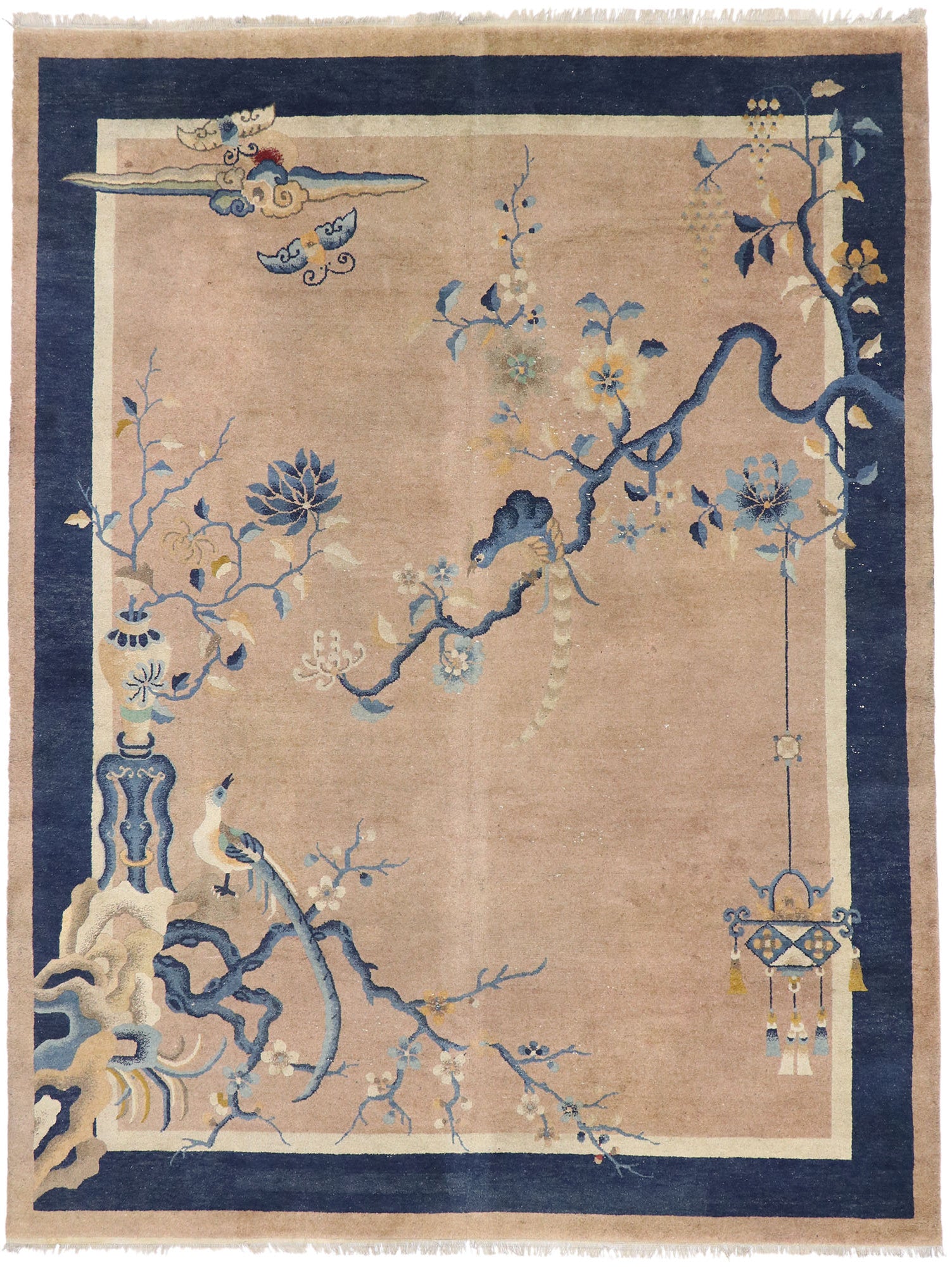 9 x 12 Antique Chinese Art Deco Pictorial Rug 77583