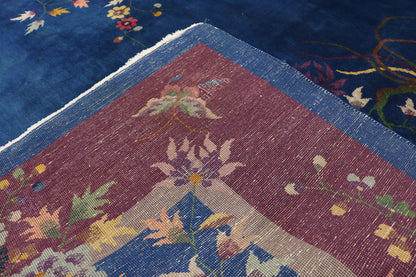 9 x 12 Antique Blue Chinese Art Deco Rug 77231