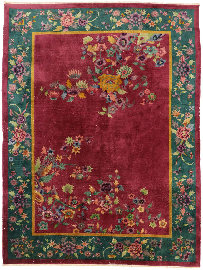 9 x 12 Antique Chinese Art Deco Rug 77454
