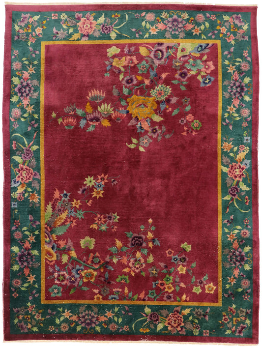 9 x 12 Antique Chinese Art Deco Rug 77454