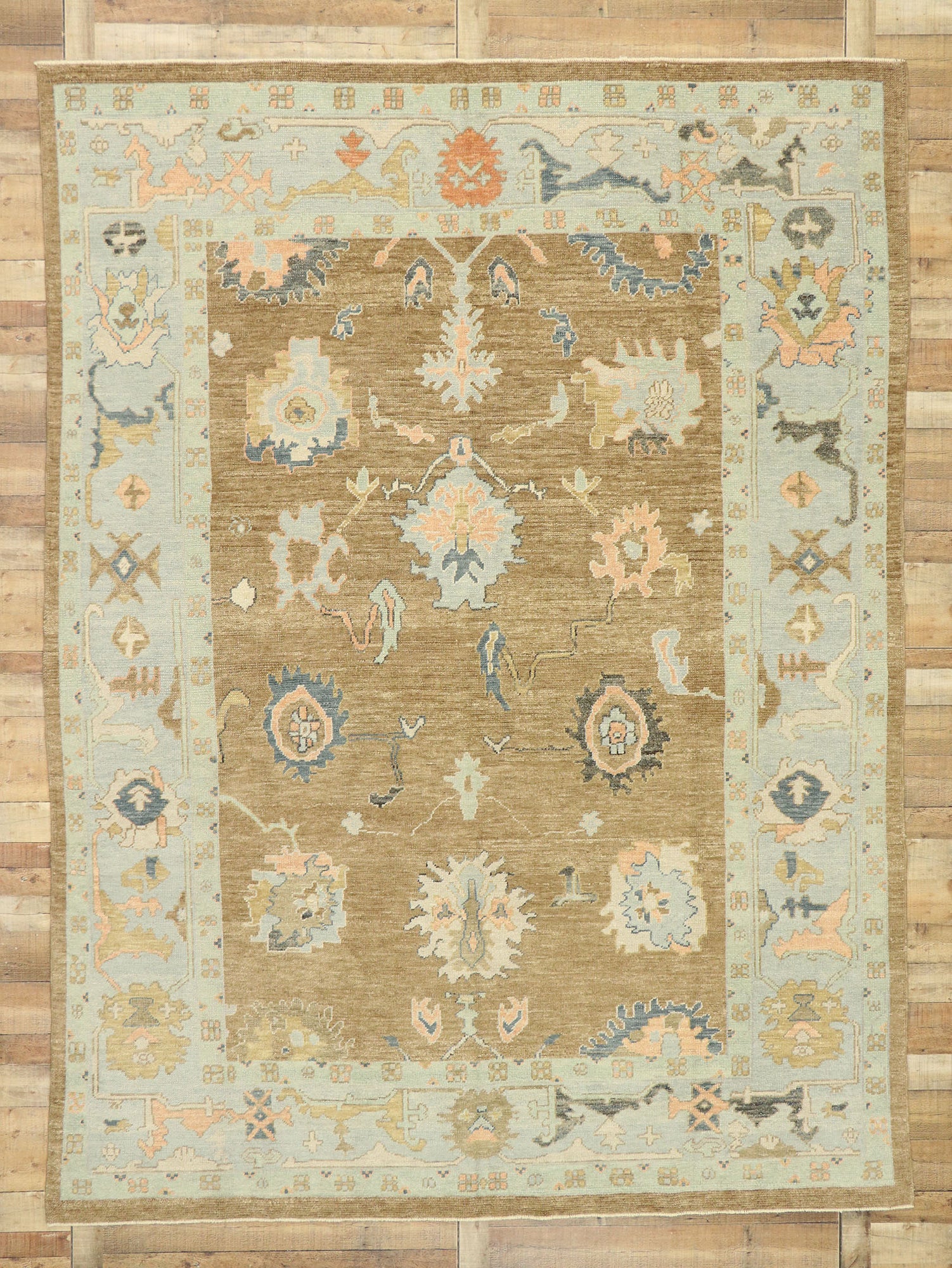9 x 12 Pastel Turkish Oushak Rug 52823