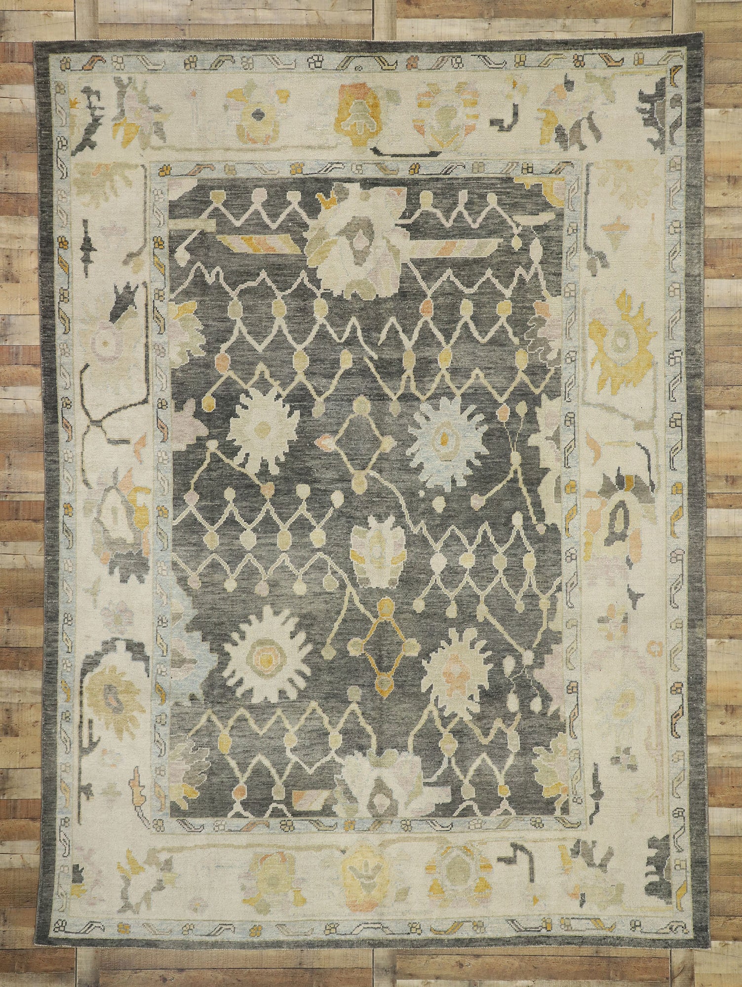 9 x 12 Earth-Tone Turkish Oushak Rug 52643