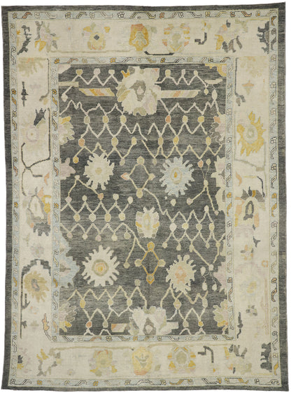 9 x 12 Earth-Tone Turkish Oushak Rug 52643