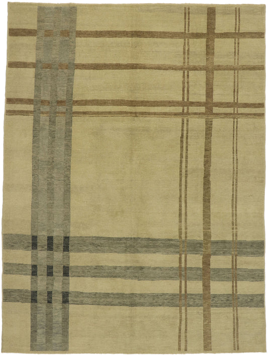 9 x 12 Neutral Plaid Tartan Rug 53198