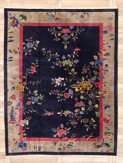 9 x 12 Antique Chinese Art Deco Rug 77452