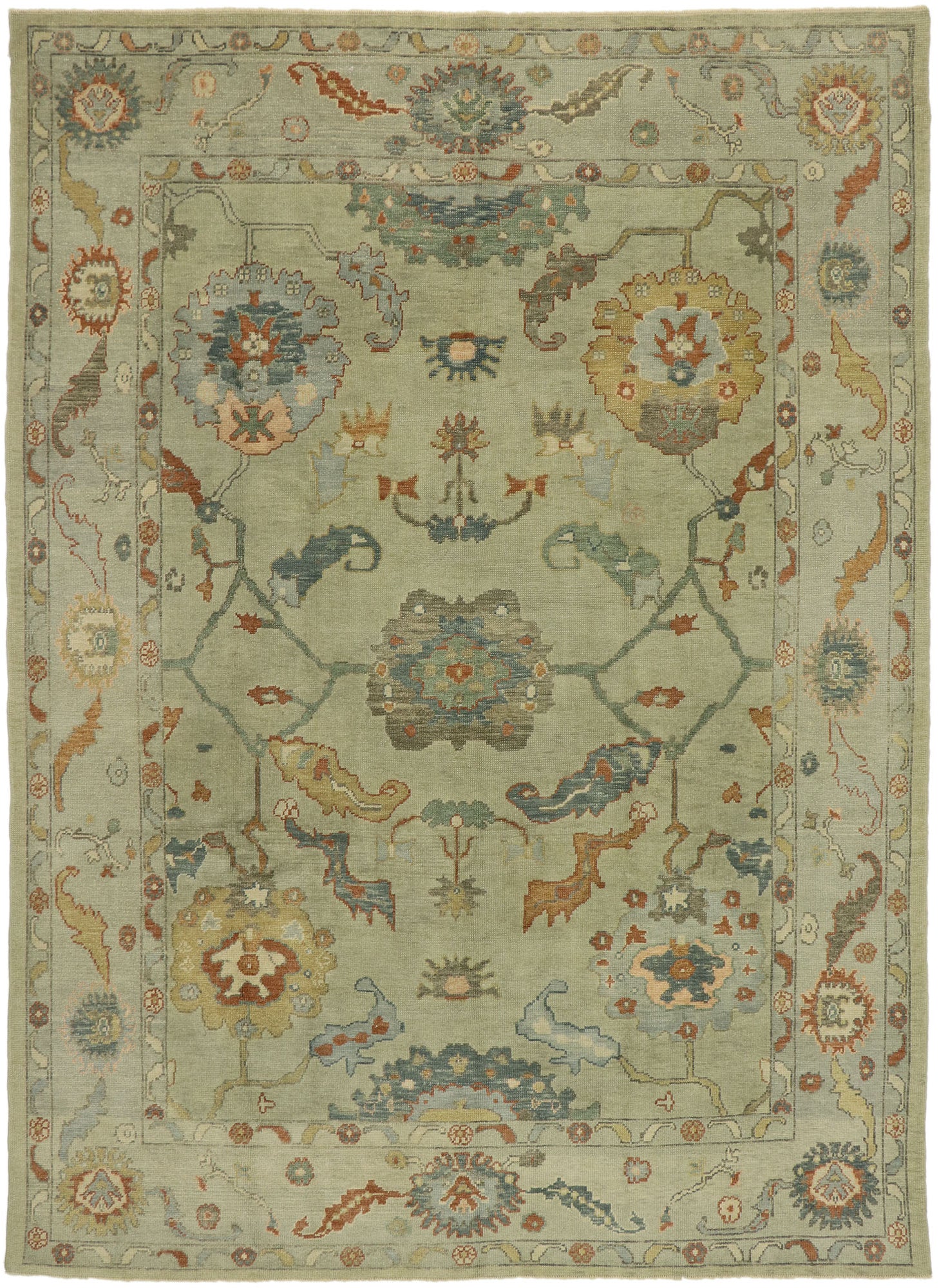 9 x 13 Colorful Turkish Oushak Rug 53195