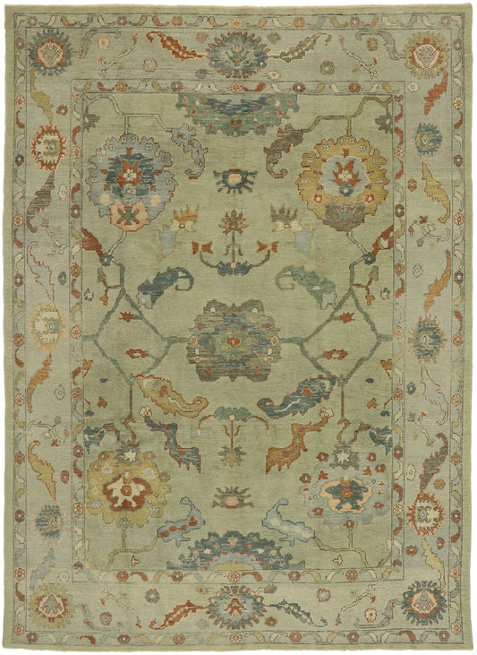 9 x 13 Colorful Turkish Oushak Rug 53195