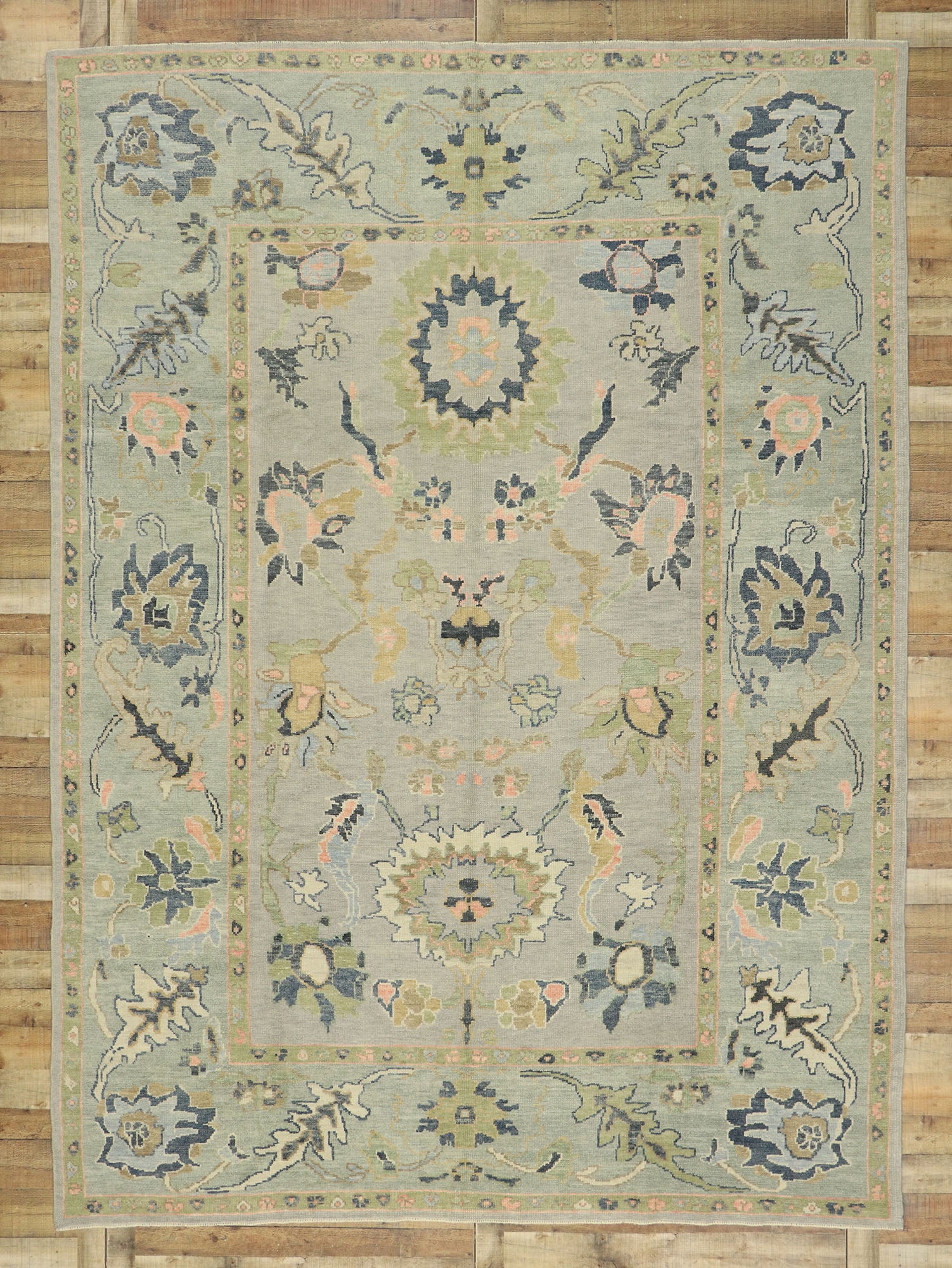9 x 13 Pastel Turkish Oushak Rug 52913