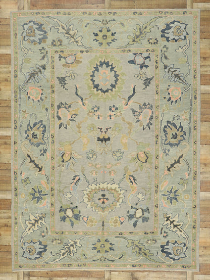9 x 13 Pastel Turkish Oushak Rug 52913