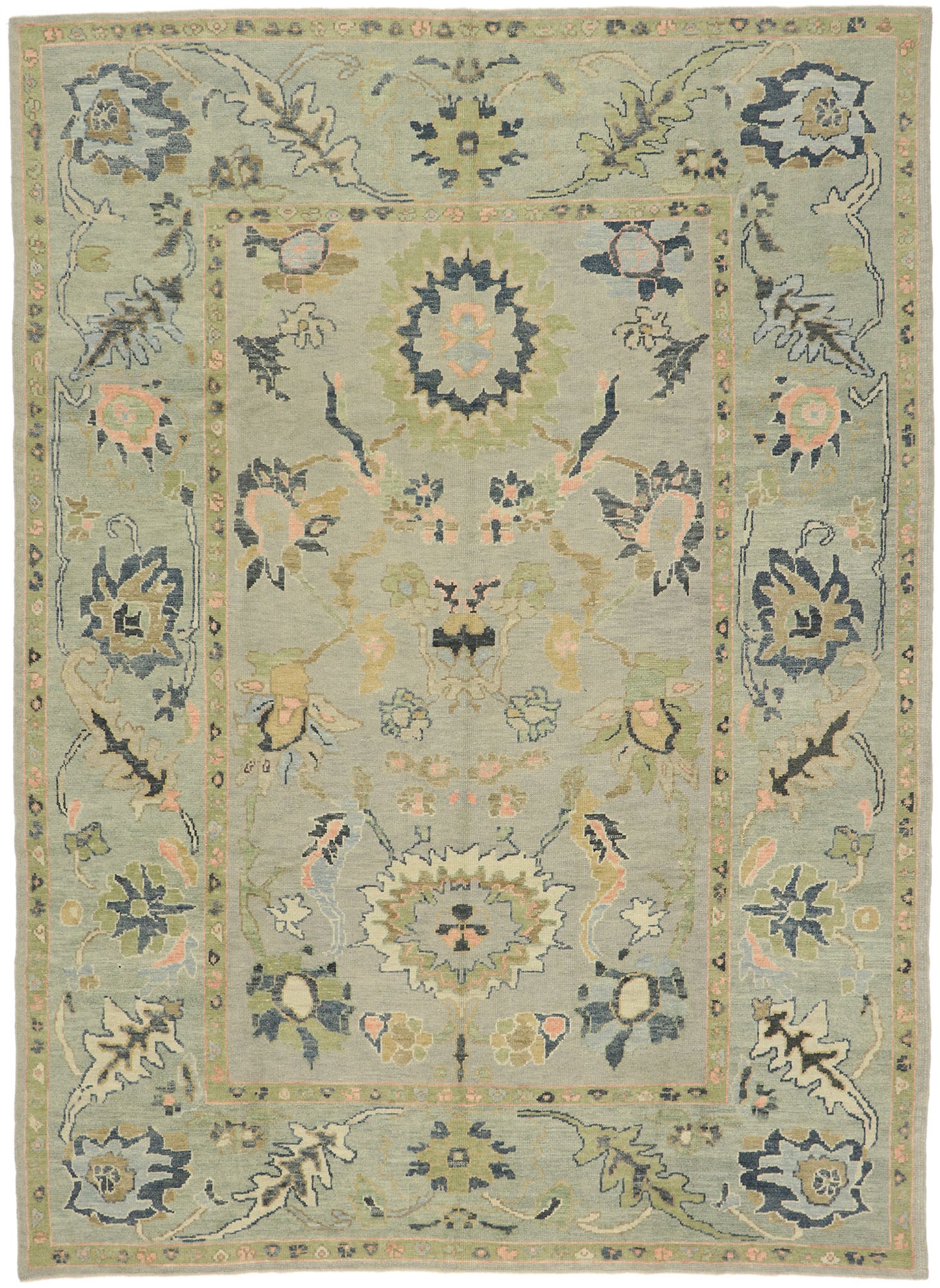 9 x 13 Pastel Turkish Oushak Rug 52913