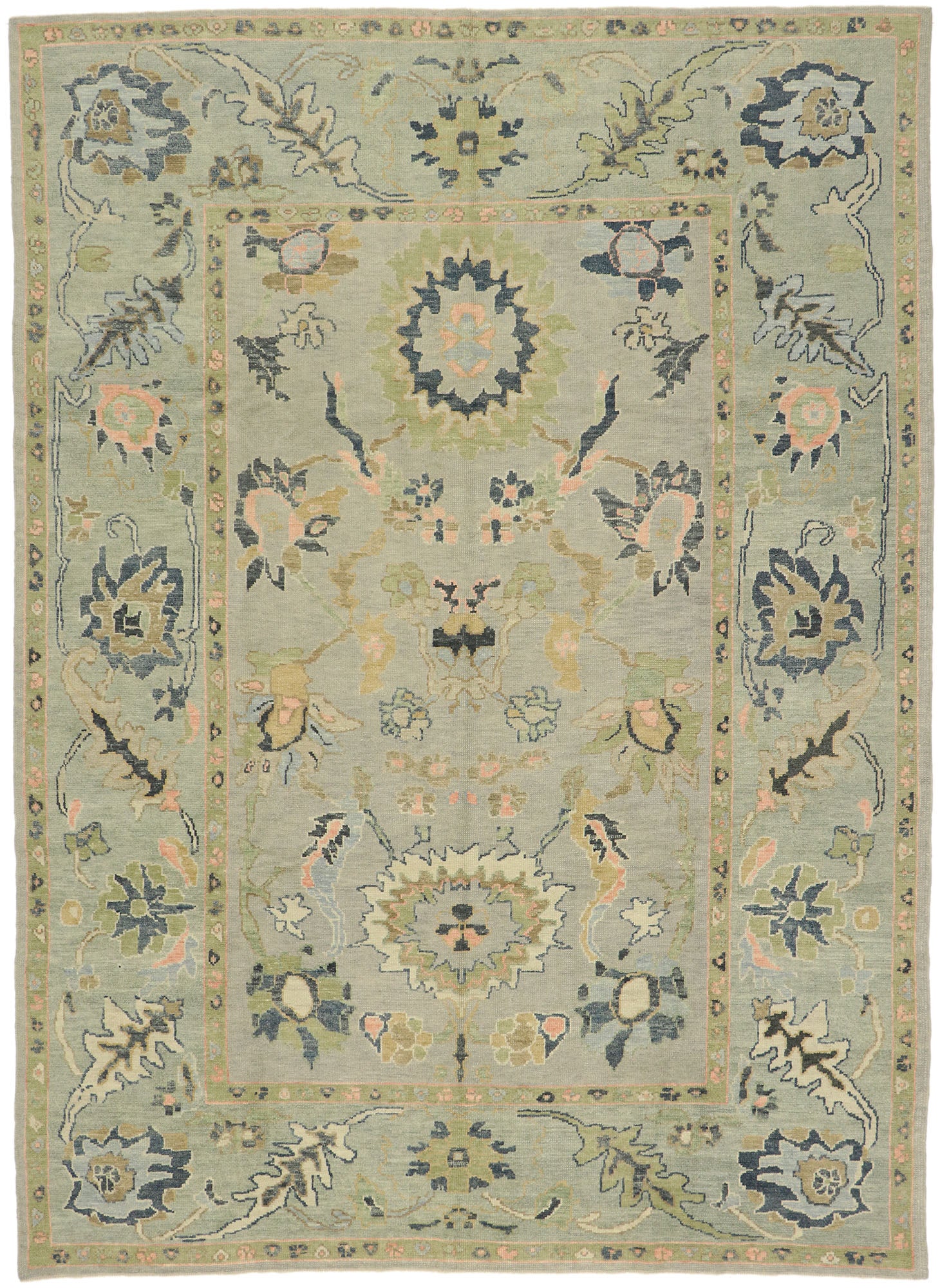 9 x 13 Pastel Turkish Oushak Rug 52913