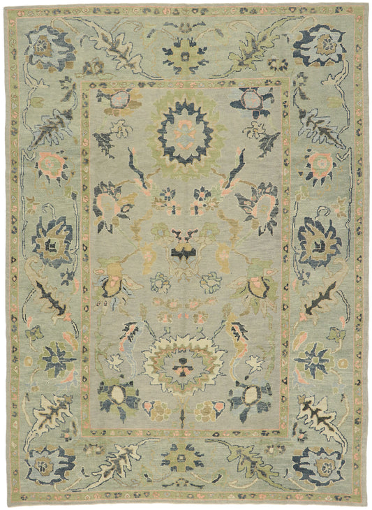 9 x 13 Pastel Turkish Oushak Rug 52913