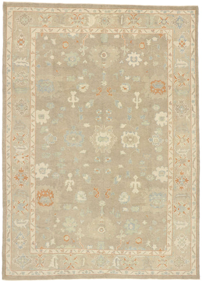 9 x 13 Earth-Tone Turkish Oushak Rug 52943