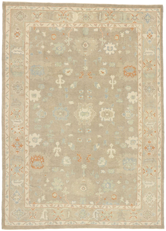 9 x 13 Earth-Tone Turkish Oushak Rug 52943