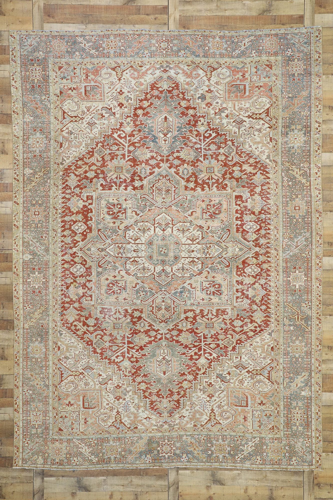 9 x 13 Antique Persian Heriz Rug 52634