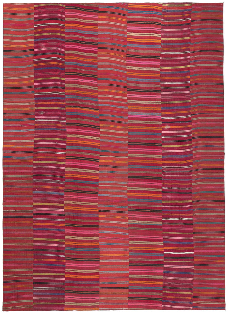 9 x 13 Vintage Turkish Striped Kilim Rug 60645