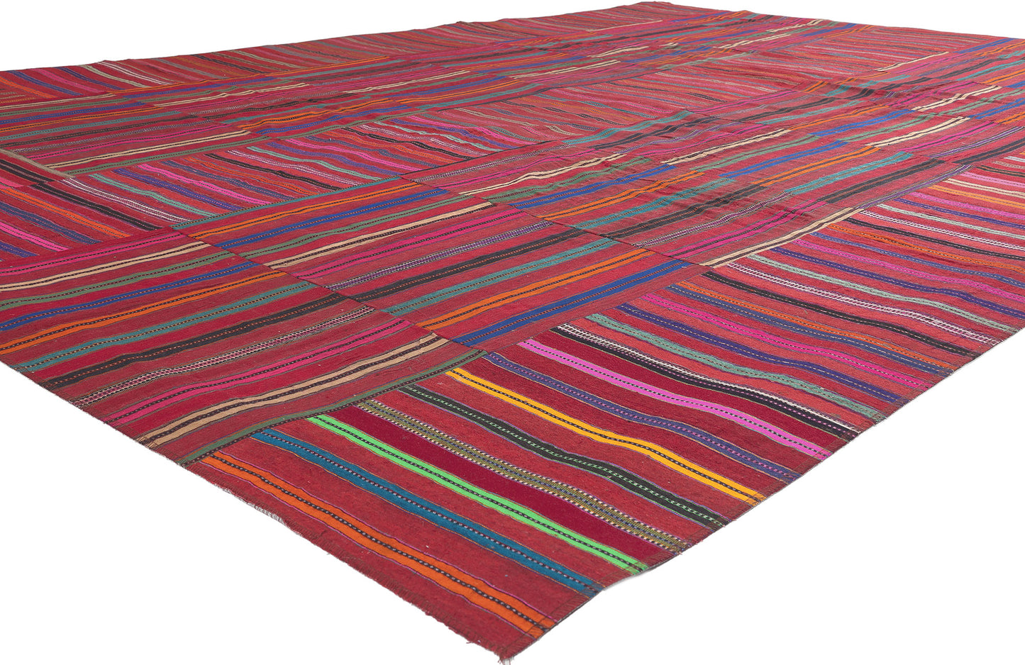 9 x 13 Vintage Turkish Striped Kilim Rug 60644