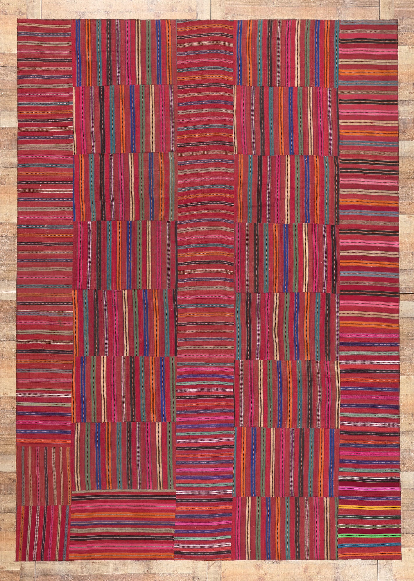 9 x 13 Vintage Turkish Striped Kilim Rug 60644