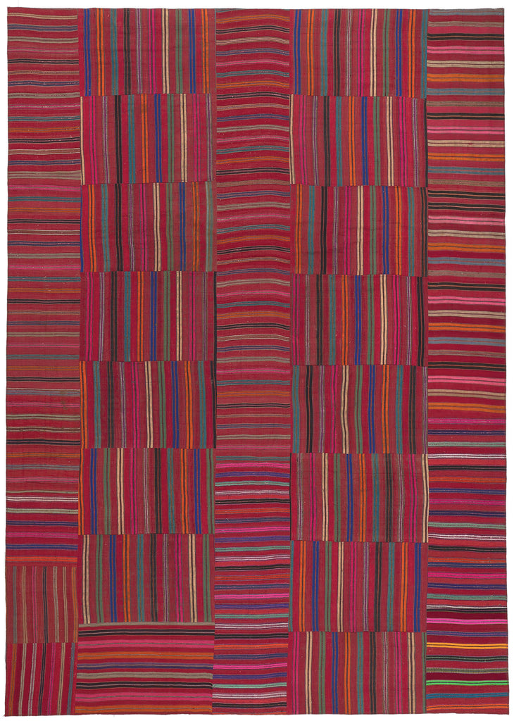 9 x 13 Vintage Turkish Striped Kilim Rug 60644