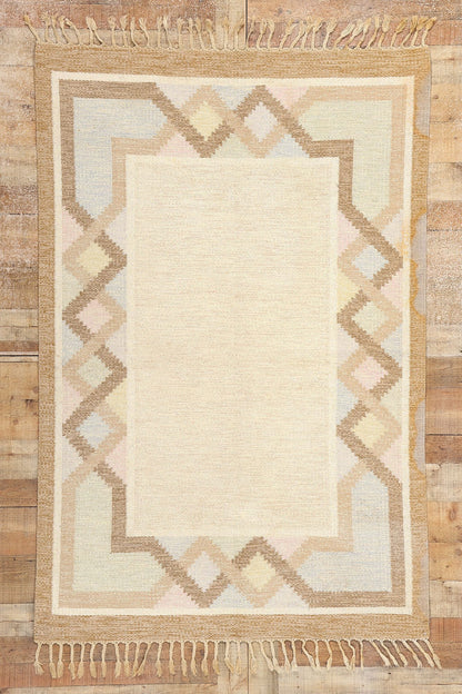 4 x 7 Anna Johanna Angstrom Vintage Swedish Rollakan Rug 78254