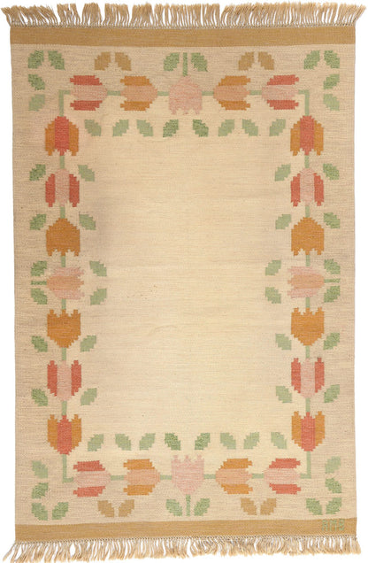 5 x 8 Anne Marie Boberg Vintage Swedish Rollakan Rug 78835