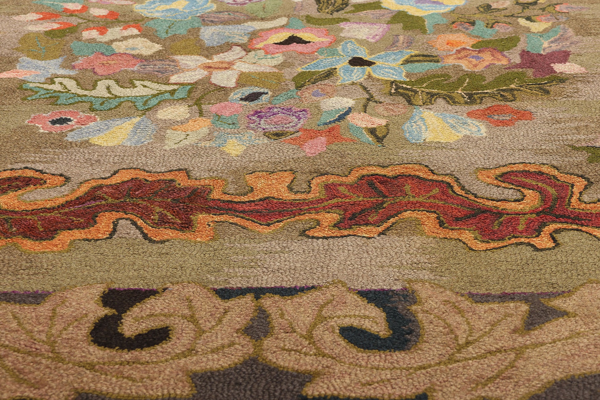 9 x 12 Antique American Hooked Rug 74176