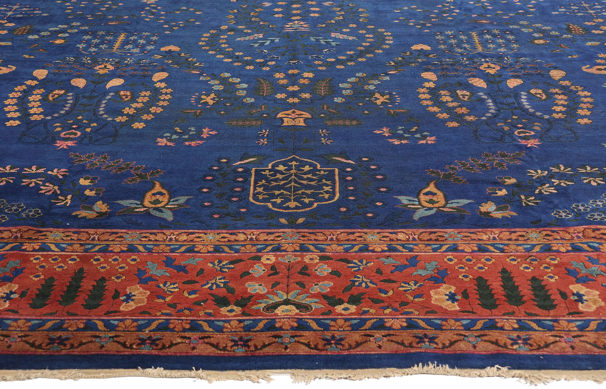 11 x 17 Antique Blue Indian Agra Rug 90027
