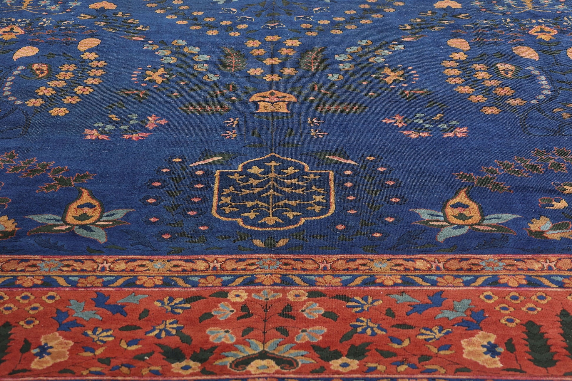 11 x 17 Antique Blue Indian Agra Rug 90027