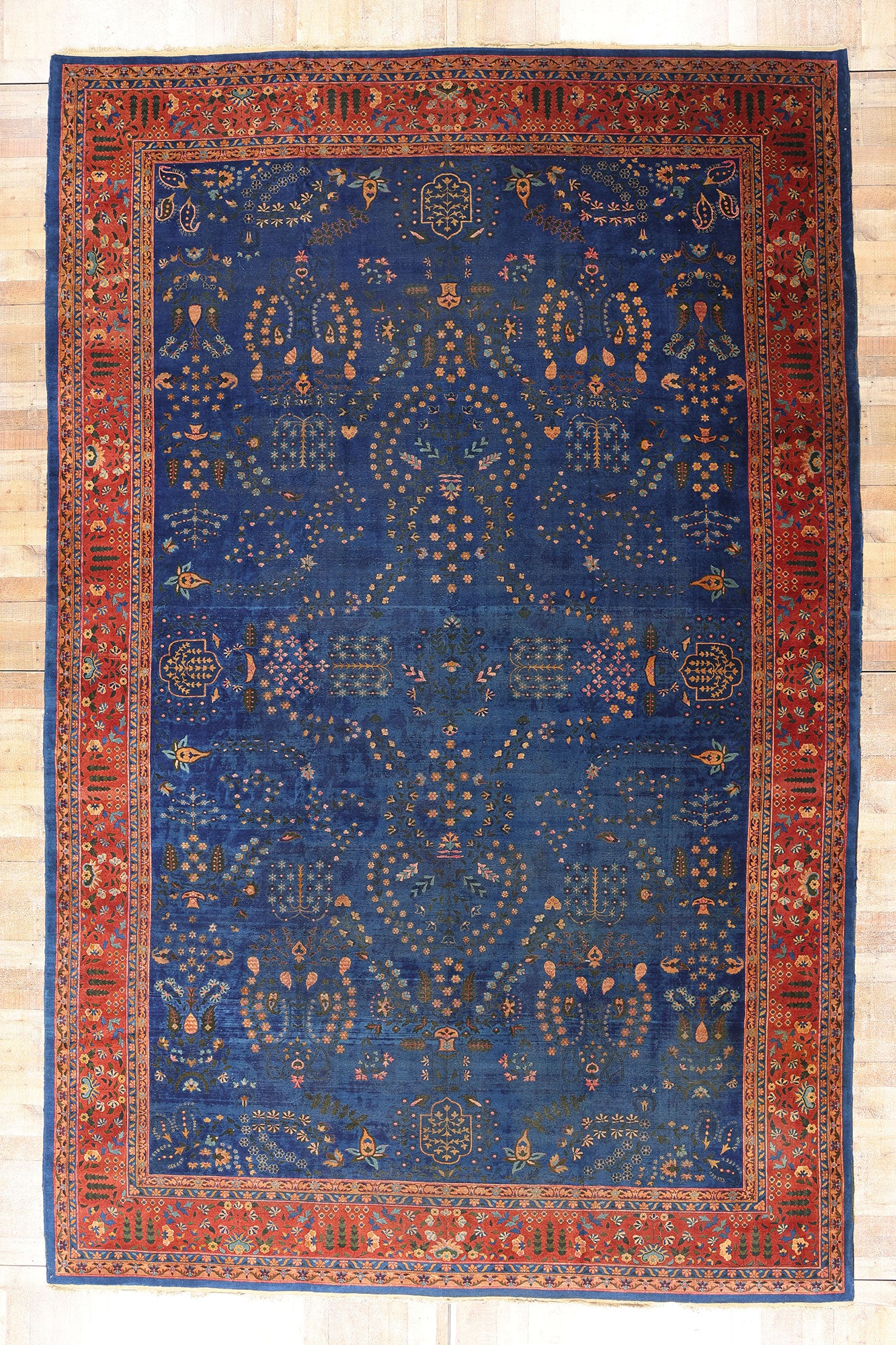 11 x 17 Antique Blue Indian Agra Rug 90027