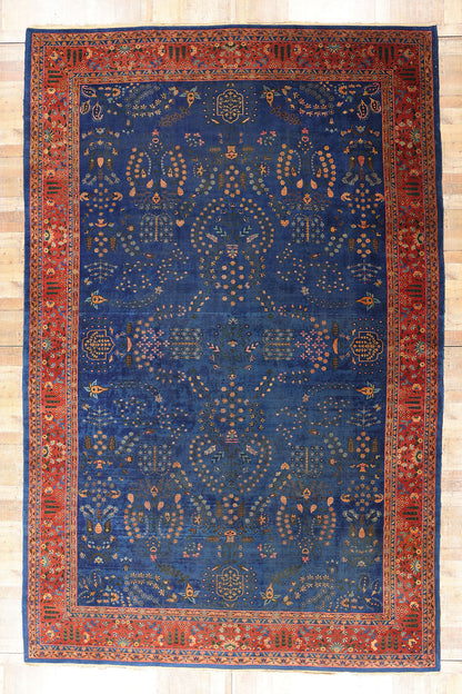11 x 17 Antique Blue Indian Agra Rug 90027