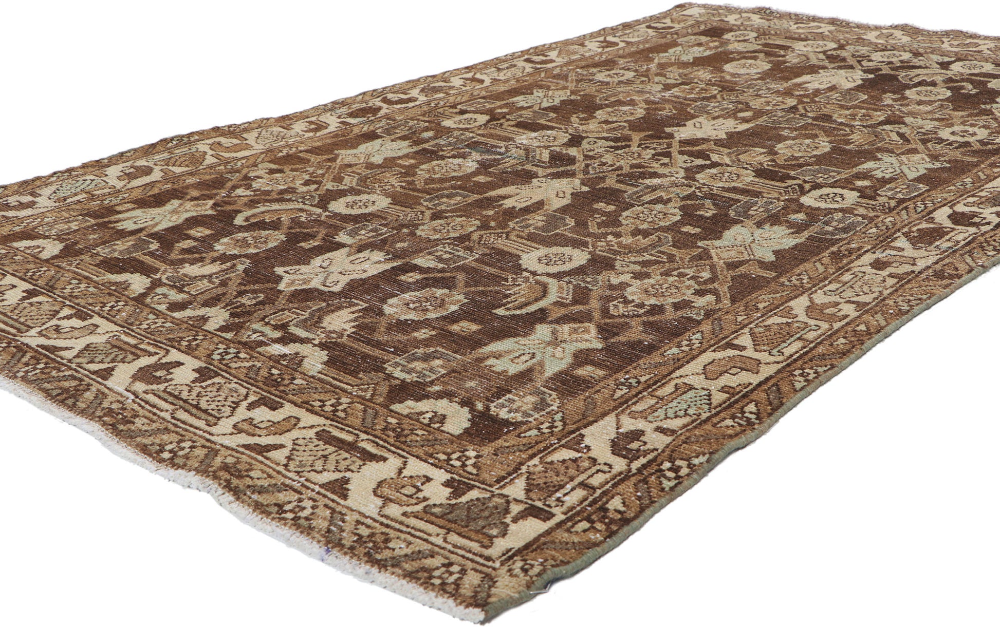 4 x 7 Antique Brown Persian Malayer Rug 60971